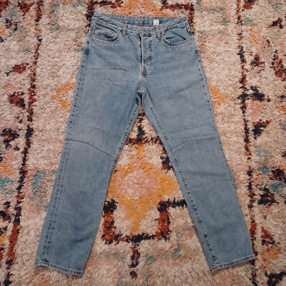 H&M Studded Jeans • Vintage Fit • Straight Leg • Button Fly • Size 32 - Picture 3 of 10